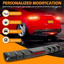 34" Car Rear Bumper Lip With Brake Light, Universal Rear Diffuser Spoiler Compatible With Infiniti F-Ord T-Oyota Corolla Nissan Altima Dodge Charger SXT Chevy Camaro VW Acura (With LED Light) - Black - View 2