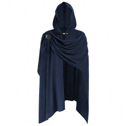 魔法学校风格酒红色连帽斗篷，中世纪复古超长羊毛混纺披风，万圣节角色扮演服装