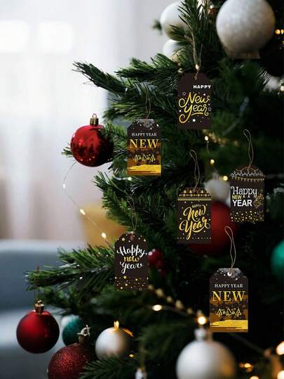 6pcs Set 2026 New Year Party Label Tags With Natural Hemp Rope - Ideal For Gift Wrapping, Ornament Hanging, New Year's Eve Gifts, Gift Card Tags, Party Supplies, Home And Office Decor - Durable And Design Perfect For Festive Celebrations, Countdown Events, And Personalized Gift-Giving Occasions