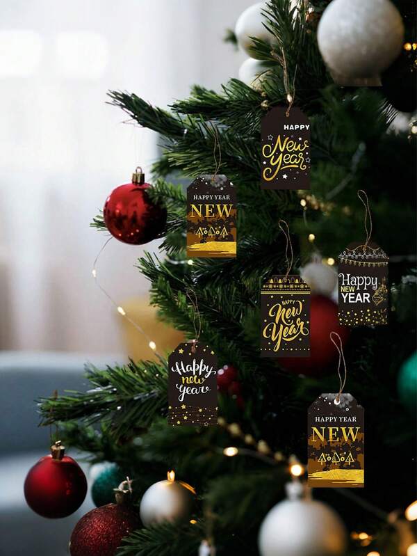 6pcs Set 2026 New Year Party Label Tags With Natural Hemp Rope - Ideal For Gift Wrapping, Ornament Hanging, New Year's Eve Gifts, Gift Card Tags, Party Supplies, Home And Office Decor - Durable And Design Perfect For Festive Celebrations, Countdown Events, And Personalized Gift-Giving Occasions
