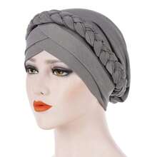 Cancer Chemo Beanies Bandana Headwrap Cap Satin Bonnet Head Scarf Hijab Braid Silky Turban Hats For Women,Grey - Grey - 查看 3