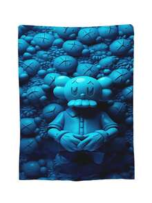 Kawss Kawaii Kaw Blanket The Ultimate Anime Fan Gift - Luxuriously Soft Flannel Blanket, Cartoon Printed Throw For Home, Camping, Travel, Perfect For Christmas & Birthdays - 黑色 - 查看 2