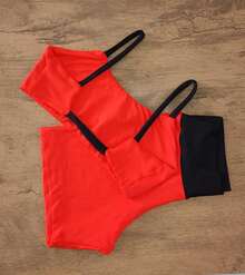 Women's Gym Set: Fitted Top And High-Waisted Shorts - Modern Style - Màu da cam Russet - Xem 1