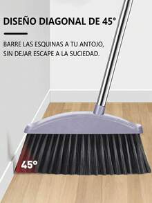 Juego De Escoba y Recogedor Mejorado, Autolimpieza Con Dientes De Recogedor, Barrido Interior y Exterior, Ideal Para Uso Doméstico, Escoba De Pie y Recogedor - Gris - Ver 4
