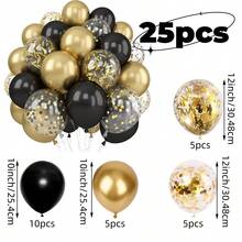 25/50pcs Black And Gold Balloon Set, Includes Metallic Balloons And Latex Balloons, As Well As Gold Sequin Balloons - Foil Sequin Balloons, Elegant And Stylish, Perfect For Weddings, Birthdays, Engagements, Graduations, Valentine's Day, Baby Showers, Bachelorette Parties And Indoor Or Outdoor Party Decorations, Balloon Arches Or Garland Arrangements. - Multicolor - View 8