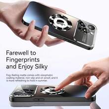 Fashionable Large Window Magnetic Phone Case,For IPhone 16 15 14 13 Pro Max, With Lens Protector,Wireless Charging Case - 黑色的 - 查看 4