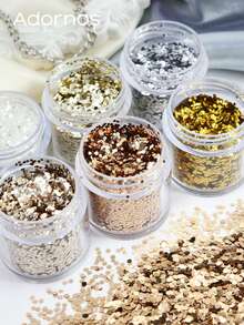 6瓶金属色亮片树脂填充材料，圣诞节礼物，闪亮树脂填充物，DIY工艺品，秋冬设计 - 彩色 - 查看 1