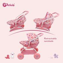Anivia Brand Doll Stroller, Toy Stroller For Children 3+ Years Old, 1 Set Doll Stroller Toy Suitable For 11-18 Inch Dolls, Equipped With Fashionable One-Piece Wheels And Comfortable Handle, Ideal Gift For Children's Festivals And Birthdays - Pink - View 4