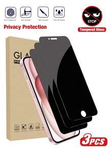 3pcs Privacy Screen Protector, Compatible With Apple 17/17Pro/17Promax/16 Promax, Anti-Peeping Tempered Glass Protective Case, Anti-Scratch, Anti-Shock, Anti-Oil, Anti-Fingerprint Coating