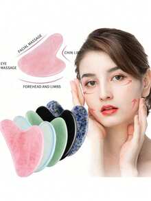1pc/3pcs Heart-Shaped Massage Tool - Smooth Pink Quartz Gua Sha Board, For Relaxing Face And Body Care, Facial Massage Tool, Resin Material Gua Sha Board