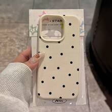 Funda de teléfono a prueba de golpes, funda protectora negra con lindos puntos blancos, clásica y sencilla, adecuada para iPhone 17/17 Pro/17 Pro Max/17 Air/16/11/13/15/15 Plus/15 Pro/15 Pro Max/12/14 Pro Max/11 Pro Max/12 Pro/12 Pro Max/13 Pro/13 Pro Max/14 Pro/14 Plus funda de teléfono a prueba de golpes para chicas y mujeres - 1 pieza - Ver 7