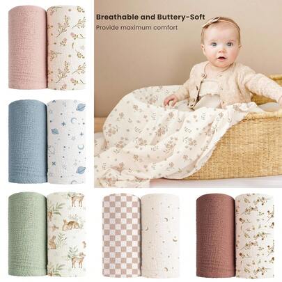 Unisex Baby Swaddle Blanket, Soft & Breathable Newborn Receiving Blanket, Essential For Baby Christening