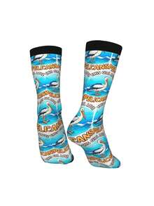 1 Pair This Girl Loves Pelicans 4 For Men & Women 3D Digital Printed Athletic Socks, All Season Comfort For Fitness, Sports Travel & Casual Attire Matching Couple Gift For Birthdays, Weddings - màu đen - Xem 5