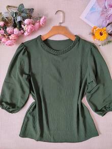 blusa feminina elegante manga 3/4 tecido duna