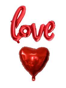 kumozawa 11个心形和“LOVE”字样铝箔气球，求婚主题套装，适用于情人节、母亲节、婚礼装饰，红色，浪漫气球装饰，适用于情人节、求婚、婚礼 - 紅色 - 查看 4