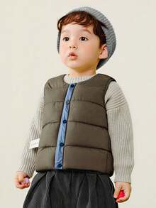 mini bala Kids Magic Cotton Reversible Vest, Warm Triple-Proof Material, 2025 Winter - Dusk Blue - View 1