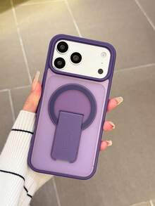 1pc Luxury Matte Semi-Transparent Magnetic Wireless Charging Phone Case With Stand, Compatible With IPhone 17 Pro Max, 16 Pro, 17 Pro, 16, 15, 14, 13, 12, 11 Pro Max Plus, Shock-Absorbing Soft Bumper Hard Back Cover