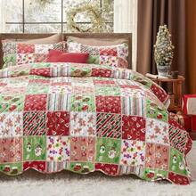 Quilt Size - Red Quilts Size Bed, Multicolor Patchwork Printed Pattern Bedding, Soft Lightweight Coverlet Bedspread 90 Inchx96 Inch - 00 - Christmas Red + Queen / Full - View 9