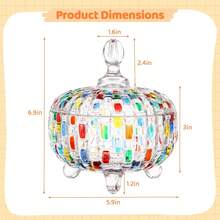LOVEWE Vintage Decorative Glass Candy Dish (1-Pack) - Covered, Relief Pattern (Amber) | Holiday Chocolate/Dessert/Jewelry Storage Bowl - 1 - View 3