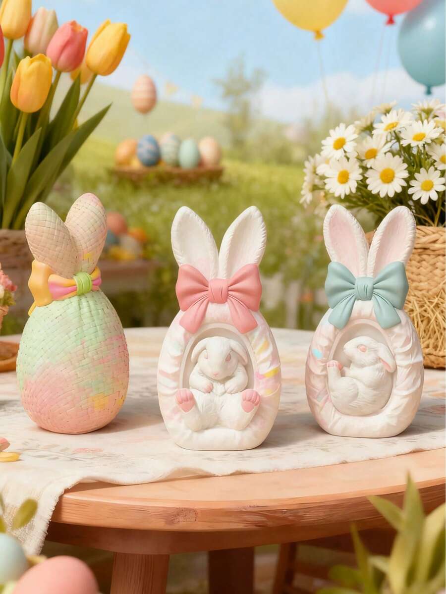 DIY复活节彩蛋硅胶模具（兔子/花朵/裂纹图案） - 柔韧、不粘、可重复使用 | 适用于蜡烛制作、石膏工艺品、树脂浇铸和复活节主题装饰 | 非常适合家居装饰、节日礼品赠送和手工爱好者 - 白色 - 查看 1