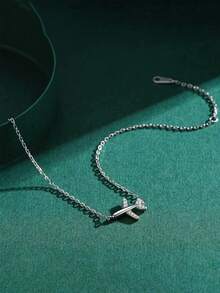 1pc S925 Sterling Silver Minimalist Cute Paper Airplane Design Women's Bracelet, Fashionable Luxury Niche Minimalist Bracelet, Delicate Gift - Airplane - View 2