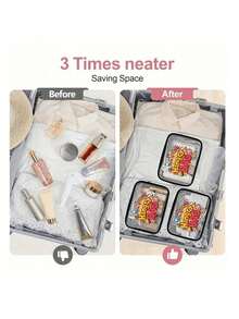 Large Capacity High Quality PVC Travel Organizer Pouch With Zipper Closure- Lightweight Fade-Resistant Makeup& Toiletry Bag For Women& Girls, Portable Cosmetic Case, Easy Wipe-Clean Design, Techsavvy Organizer| Modern Aesthetic - Multicolor - View 10