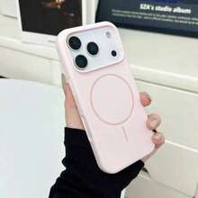 Luxury Glossy Fluorescent Liquid Silicone Phone Case, Compatible With IPhone 17 Air, 16, 15, 14, 13, 12, 17 Pro Max Plus, With Magnetic Soft Cover - 粉色 - 查看 9