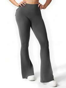 6pecil Leggings da donna da esterno a zampa d'elefante con tasche, leggings sportivi aderenti da donna, leggings da fitness e yoga per sollevare il lato B, pantaloni da sudore