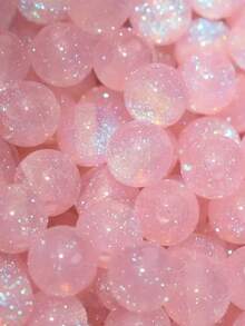 50颗8/10/12毫米粉色彩虹珠 - 合成圆形珠子，带有彩虹闪光，适合制作珠宝、手链、项链 - 母亲节DIY手工材料，珠宝制作珠子 - 粉色 - 查看 3
