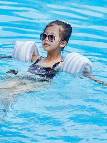 1 Pair Retro Striped Inflatable Swim Arm Bands, Rollup Strap, Buoyancy Equipment For Beach, Lake, Pool & Outdoor Activities, Vintage Design, Fun Swimming Gear, Comfortable Wear, Lightweight Buoyancy, Rolling Strap With Float - Multicolor - View 10