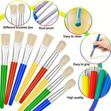 8pcs Set Large Washable Paint Brush, Easy To Clean, Handle Round And Flat Paint Brush, Acrylic Paint No Shedding Bristles, Washable Paint