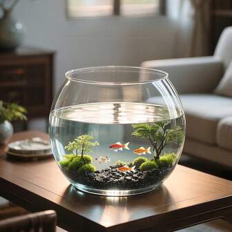 Round Plastic Fish Tank, One-Piece High Transparency Anti-Drop Unbreakable Imitation Glass Desktop Aquarium For Living Room