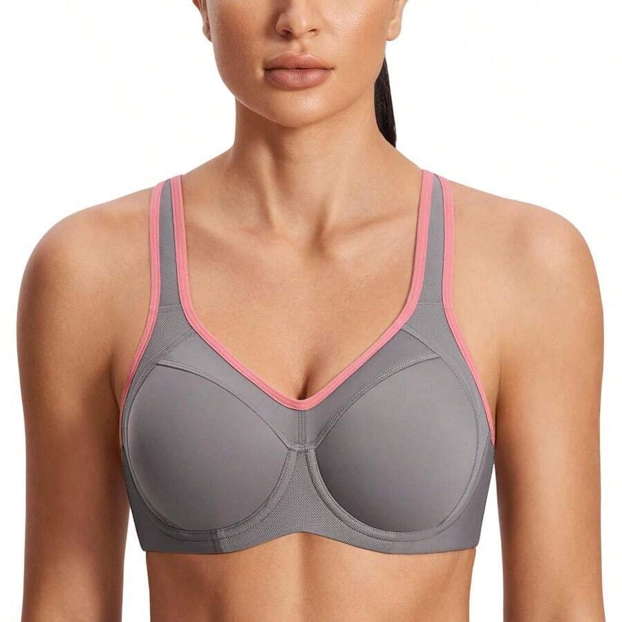 SYROKAN Women's Full Support High Impact Racerback Lightly Lined Underwire Sports Bra - Multicoloured #2 - View 1