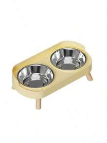 双层宠物喂食器，猫狗二合一喂食碗，塑料/不锈钢/陶瓷材质可选，颈部保护防噎食碗，适用于小型/中型犬猫 - 彩色 - 查看 7