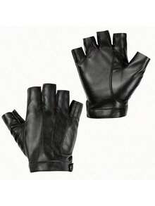 1 par de guantes sin dedos de piel sintética unisex, adecuados para deportes al aire disfraces de Halloween - Multicolor - Ver 1