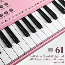 GEP-110 61 Key Lighting Keyboard With Piano Stand, Piano Bench, Built In Speakers, Headphone, Microphone, Music Rest, LED Screen, 3 Teaching Modes For Beginners,Piano,Piano Keyboard,Musical Instruments,Music,Gifts - Pink - View 6