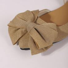 Women's Fashion Cute Khaki Bow Decor Adjustable Flat Pointed Toe Sandals - Khaki - View 8