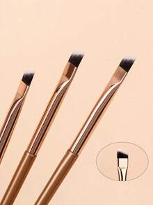 3pcs Gold Sickle Shaped Eyeliner Brush, Liquid Eyeliner Brush, Ultra Fine Angled Flat Eyebrow Brush - Gold - View 5