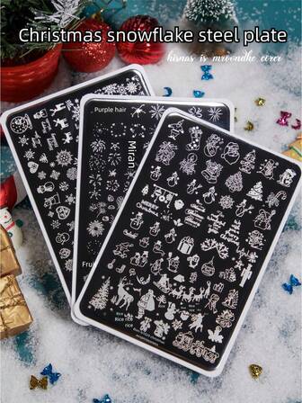 Christmas Series Nail Art Stamping Plates, Transparent Transfer Stamping Plates, Convenient For Quick Model Making, Suitable For Nail Salons Or Home DIY Christmas Templates Bow Print Stamping Plates