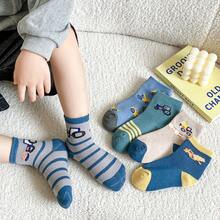 5双儿童袜子，新款卡通汽车图案男童条纹袜，四季通用防臭防污男童袜 - 彩色 - 查看 15