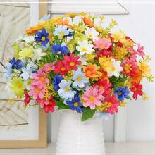 1pc Artificial Daisy Chrysanthemum Flower, 28 Heads, Decorative Silk Flower For Garden, Home, Outdoor Landscaping