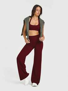 This Solid Color Yoga Wide-Leg Pants Are Comfortable And Slimming, Suitable For Running, Fitness, And Various Yoga Activities.