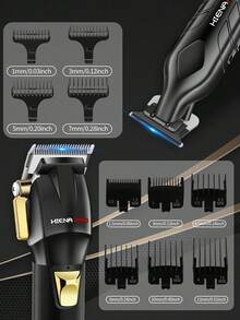HIENA 4-In-1 Professional Men's Electric Grooming Kit - Cordless Hair Clipper, Shaver, Body Groomer, Nose Trimmer, Rechargeable Lithium Battery, LED Display, Luxury Gift Box, Multiple Accessories, Personalized Grooming Tool, Ideal Gift - Black - View 2