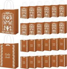 24 Pcs Cielito Lindo Candy Bags Mexican Party Favors, De Barro Theme Decorations Mexicanos Talavera Kraft Gift Goodie Bags With Handles Fiesta Cinco De Mayo Mexican Party Supplies(Classic) - 經典的 - 查看 8