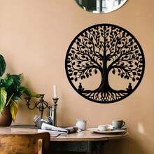 Demissle Tree Of Life Metal Wall Art, 11.8-Inch Family Tree Wall Decor For Bedroom, Living Room, Or Hallway, Hanging Metal Wall Sculpture For Indoor And Outdoor Decoration, Rustic Tree Of Life Ornament, Holiday & Christmas Gift Home Décor Accent - 黑色 - 查看 1
