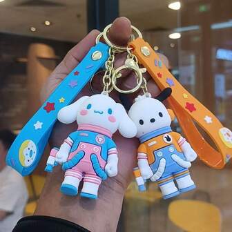  1pc Multi-Color Cartoon Sanrio Astronaut Kuromi, Dog Cute Car Bag Keychain Pendant, Daily Use Gift