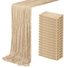 8/16 Pack Beige Cheesecloth Table Runner 20 X 120 Inch Gauze Table Runners 10 FT Long,Semi Sheer Boho Cheese Cloth Fabric Table Runner Bulk For Wedding,Party,Baby Shower,Bridal Shower Decoration - Màu be - Xem 7