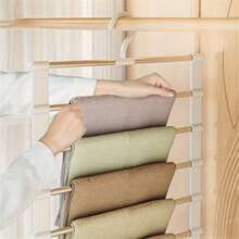 1pc Portable Storage Clothes Hanger Multi-Functional Pants Hanger Ladder Hanging Pants Folding Pants Hanger Stainless Steel Pants Hanging Pants Clip Multi-Layer Non-Marking Storage Hanging Pants Hangersh,(This Product Needs To Be Assembled By Itself. Installation Is Simple And Easy To Operate) Dress Pants Shoes Jeans Boots Skirt,Spring,Minimalist,Summer Tops