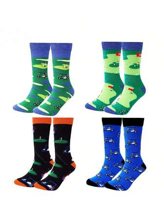 4双装高尔夫男士礼物高尔夫球袜男士趣味圆柱形袜子新奇酷炫时尚男士袜子男士礼物