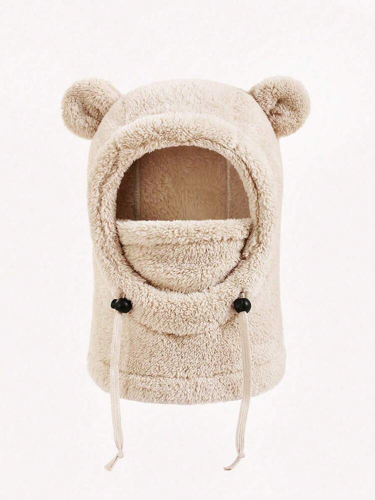 1 Peça Balaclava Infantil de Veludo Quente de Inverno para Meninos e Meninas, Balaclava de Fleece Multifuncional à Prova de Vento, Tamanho Único com Orelhas de Urso, Chapéu Quente de Inverno - Balaclava com orelhas - Visão 14